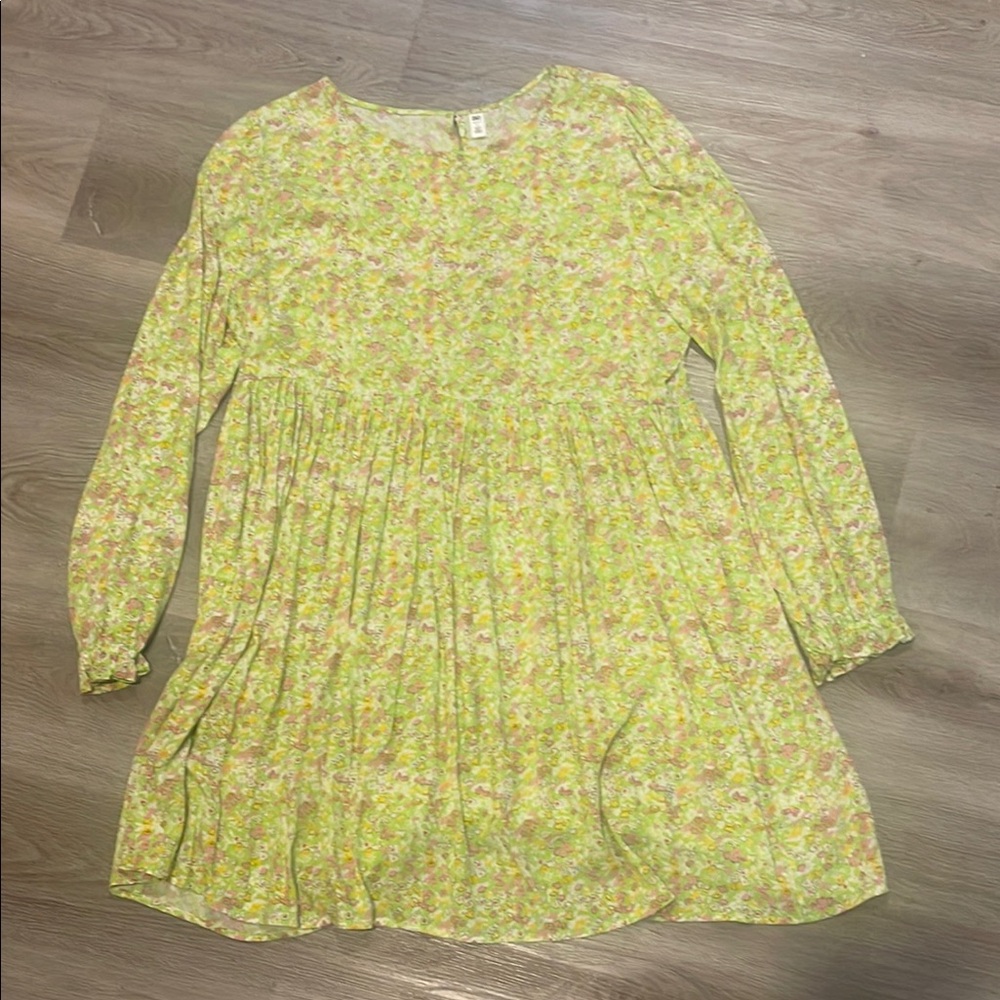 bp Yellow Ruffled Tiered Midi Dress with Bishop Sleeves